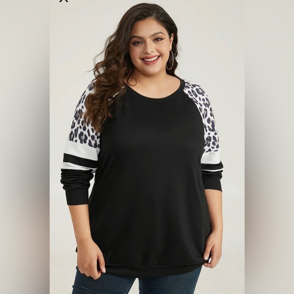 NWT Leopard striped colorblock reglan sweatshirt plus size 26 🍁🍁🍁 177
